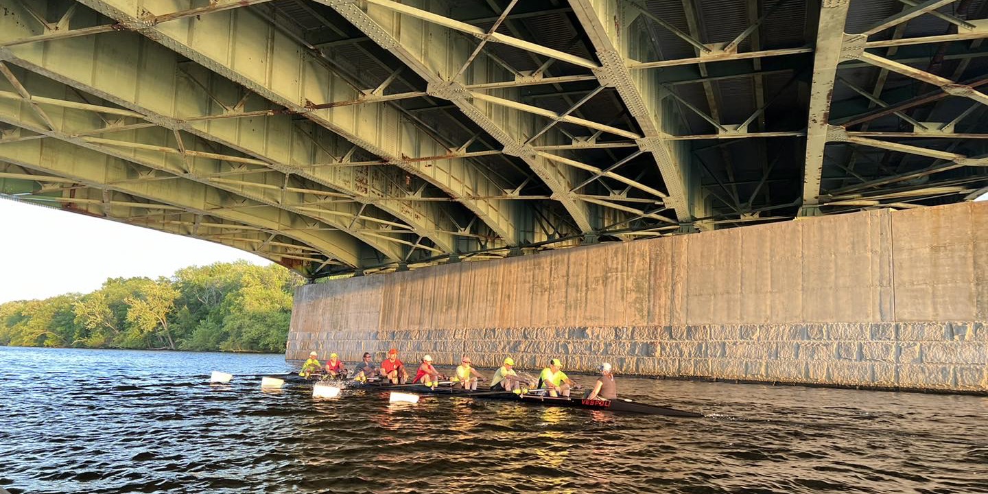GLR Masters under the bridge on the Merrimack
